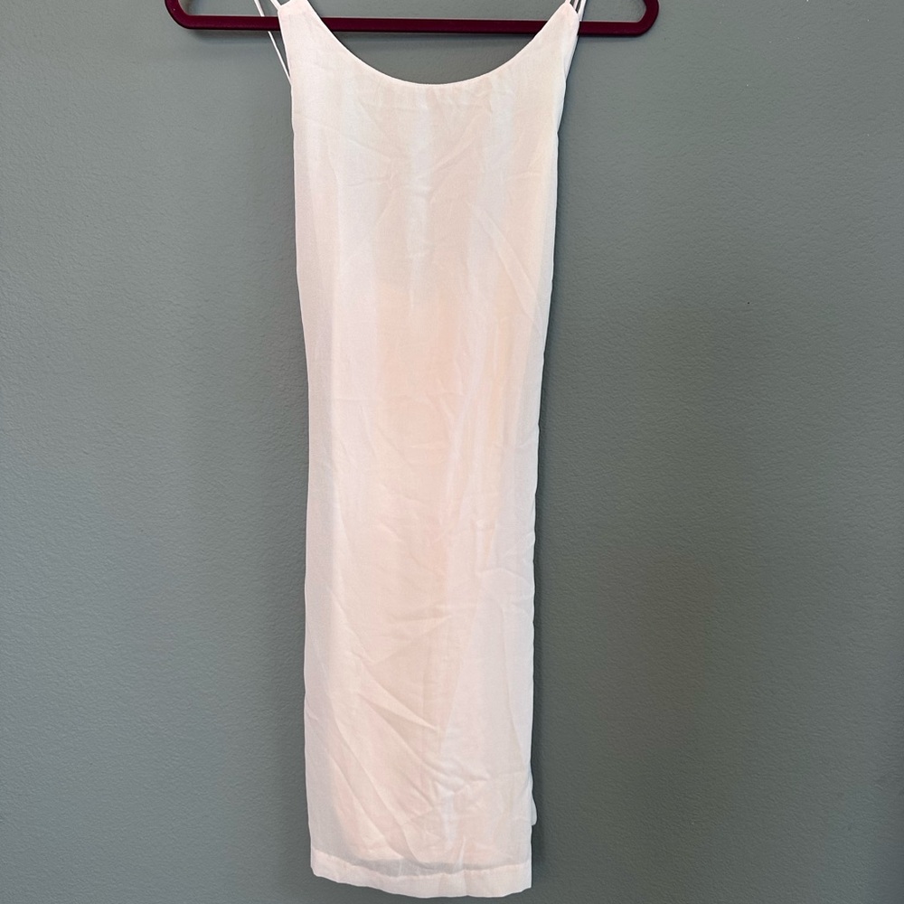 ZARA light  pink Minimalist Slip Dress – Size Large – Double Strap Detail